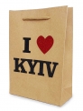 Пакет крафт з аплікацією I love Kyiv. Київ. 15*20*6 см. з глітером (12 шт в пак)